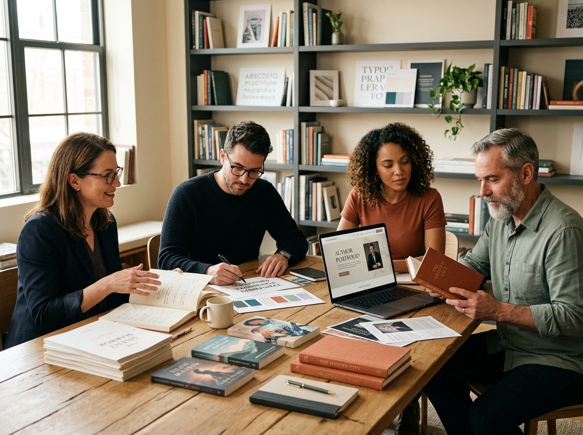 Matrix Net Inc editorial directors reviewing book proofs and typesetting layouts